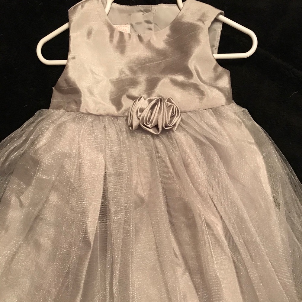 💕V-Day silver grey dress w/ tulle bottom